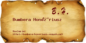 Bumbera Honóriusz névjegykártya